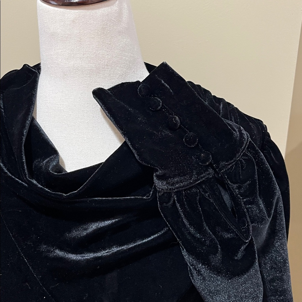 Anthropologie BTFL-life Black Velvet Velour Pullover Blouse Size XS EUC - Picture 7 of 12